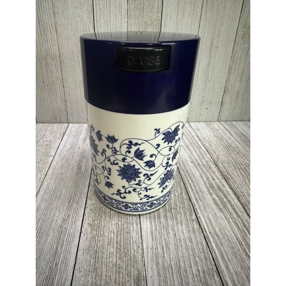 Vintage Tightpac Tightvac Vacuum Sealed Tea Storage Container White Floral - Picture 1 of 9
